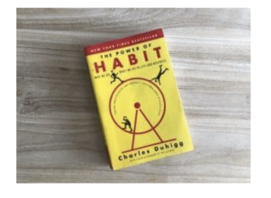 Yellow paperback book with red border. In red text is reads Habit. There are stick figures looping around a red ferris wheel.