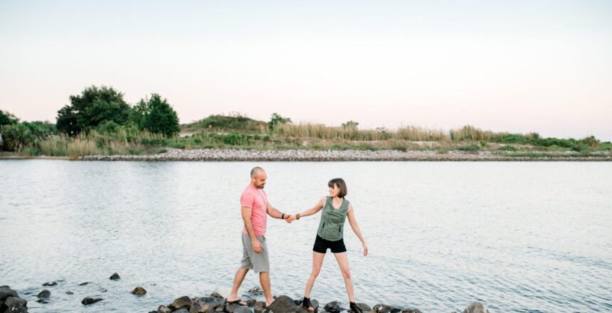 Tara and Justin walking over walks on the water